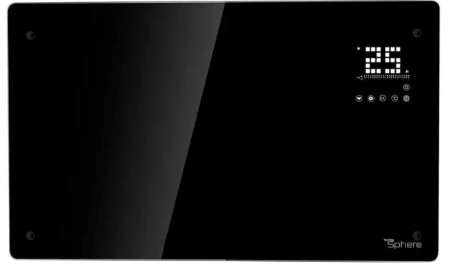 Thermosphere Flat Glass Panel Heater Black 1500w detail view - Image 3