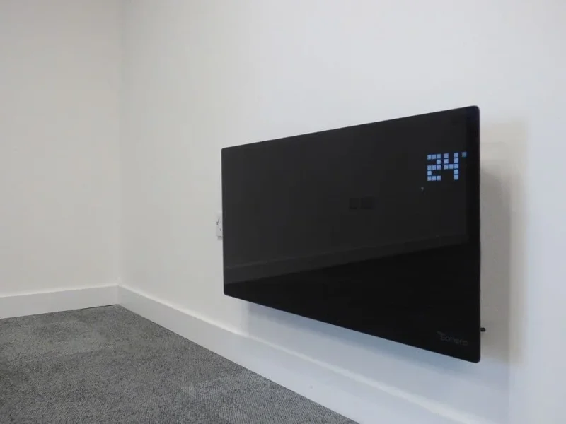 Thermosphere Flat Glass Panel Heater Black 1500w detail view - Image 4
