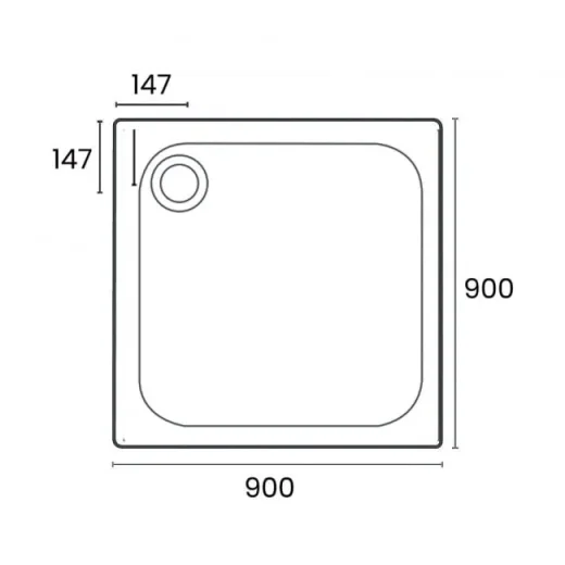 Merlyn Touchstone Slip Resistant Square Tray 900mm detail view - Image 3