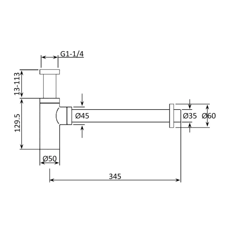 Just Taps Kono Bottle Trap Brushed Brass detail view - Image 3