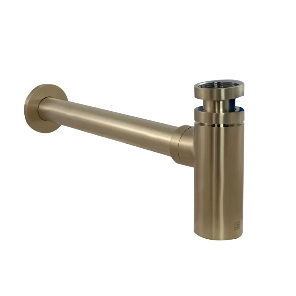 Just Taps Kono Bottle Trap Brushed Brass detail view - Image 4