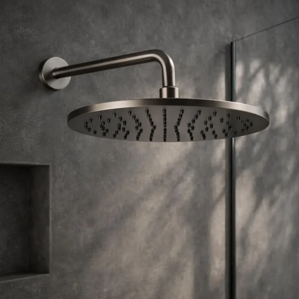 Just Taps Vos Overhead Shower 250mm Brushed Black detail view - Image 5