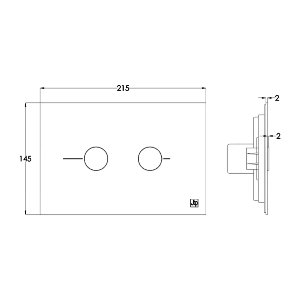 Just Taps Metal Pneumatic Flush Plate Brushed Black detail view - Image 6
