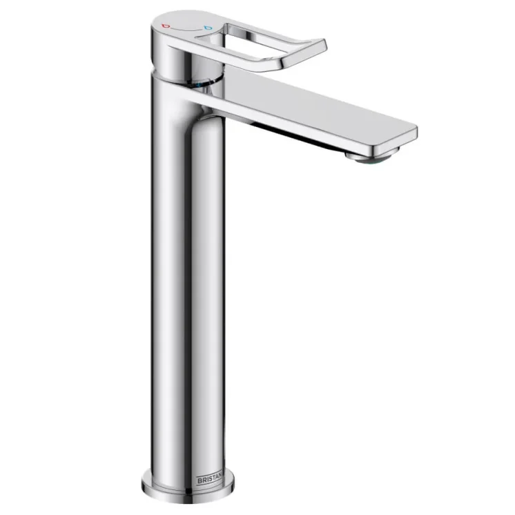 Saneux Fuji Tall Basin Mixer & Clicker Waste - Chrome detail view - Image 2