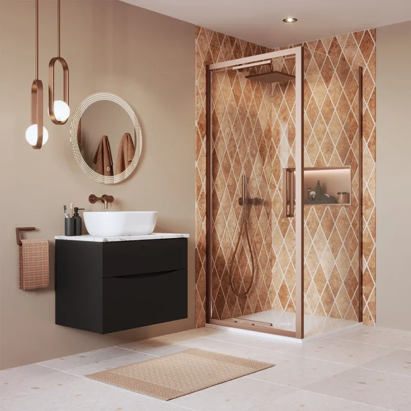 Crosswater Asura 8mm Side Panel 800 for Infold Door Brushed Bronze product image - Image 3