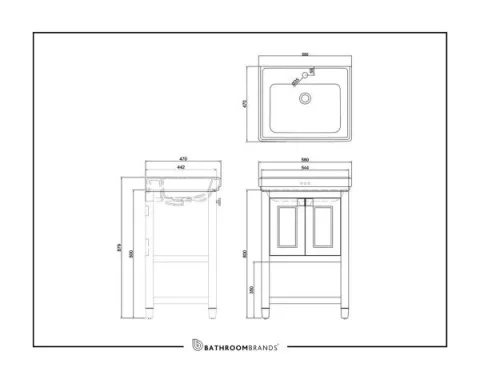 Burlington Riviera 580mm Vanity Unit White detail view - Image 2