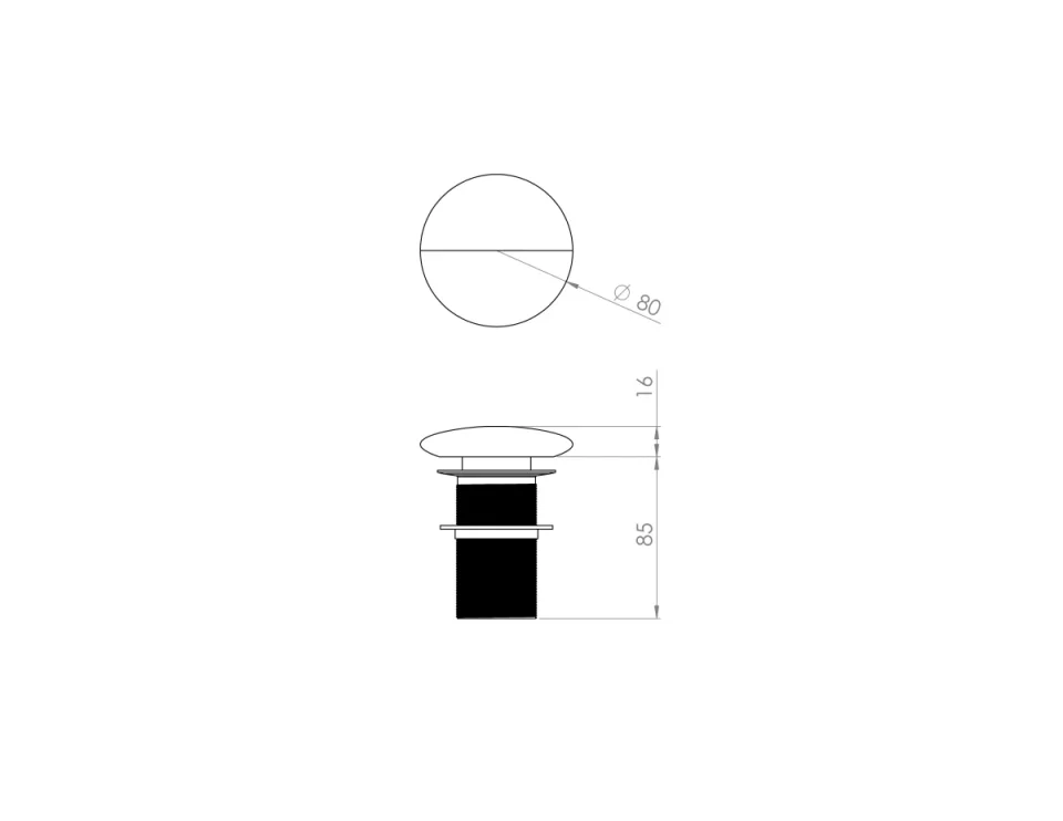 Saneux Sienna Round Ceramic Clicker Unslotted Waste (for Si036rcb, Si050scb, Si055rcb) detail view - Image 2