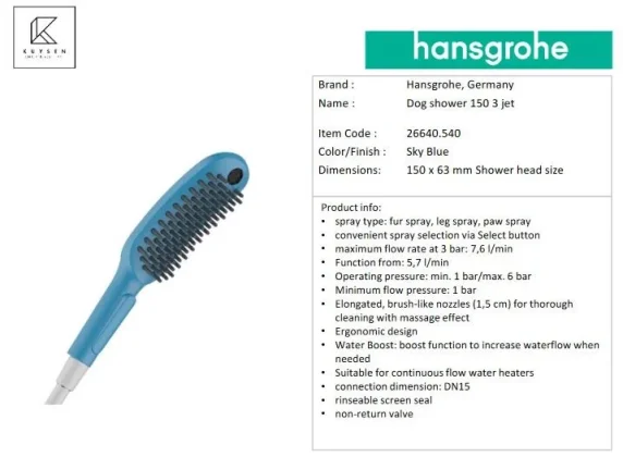 Hansgrohe Dogshower Dogs Hand Shower 150 3jet Select Sky Blue detail view - Image 2