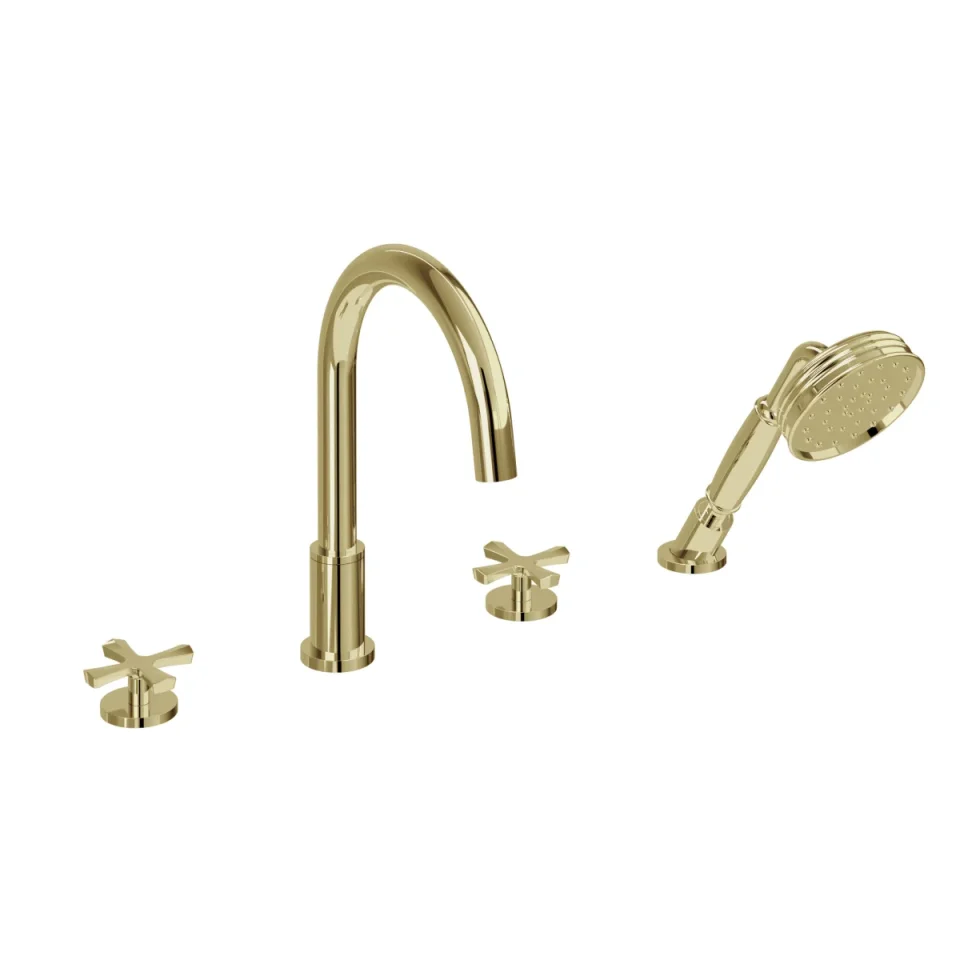Burlington Riviera 4 Hole Bath Set Gold detail view - Image 2