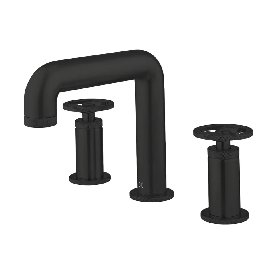 Crosswater Union 3 Hole Deck Mounted Set Matt Black detail view - Image 3