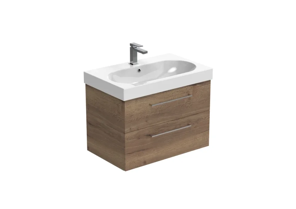 Saneux Austen 72cm 2 Drawer Wall Mounted Unit - English Oak product image - Image 2