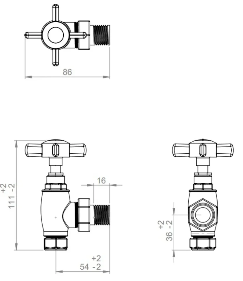 Vogue VL008 Pair Angled Valves With Cover Plates And Connection Tubes Bright Nickel detail view - Image 3