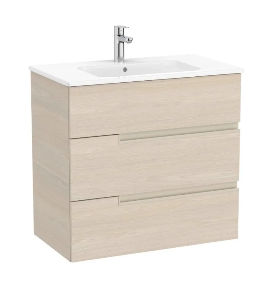 Roca Victoria-n Base Unit With 3 Drawers 800 X 460mm - Light Ash product image - Image 4