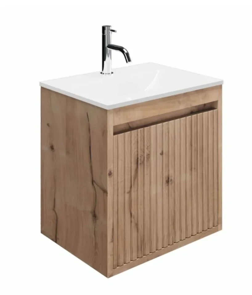 Flute 470 Wall Hung drawer Unit with Ice White Glass Basin product image - Image 6