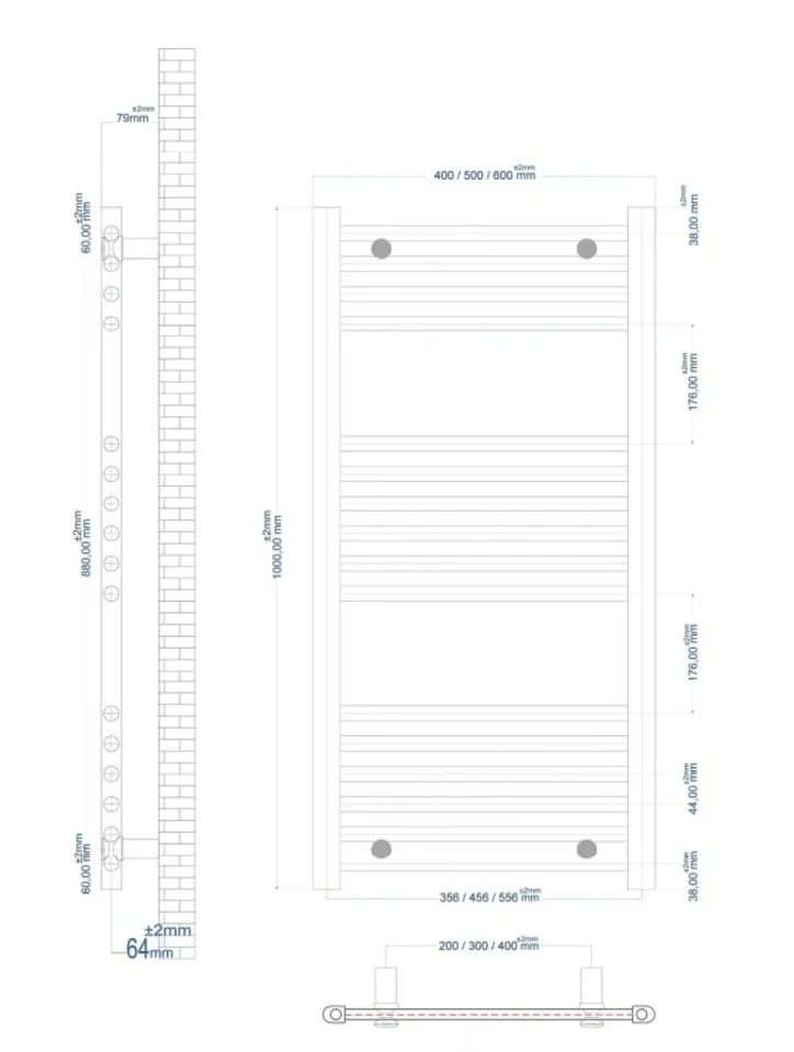Eastbrook Wingrave 1000 X 600 Straight Multirail Matt White detail view - Image 7