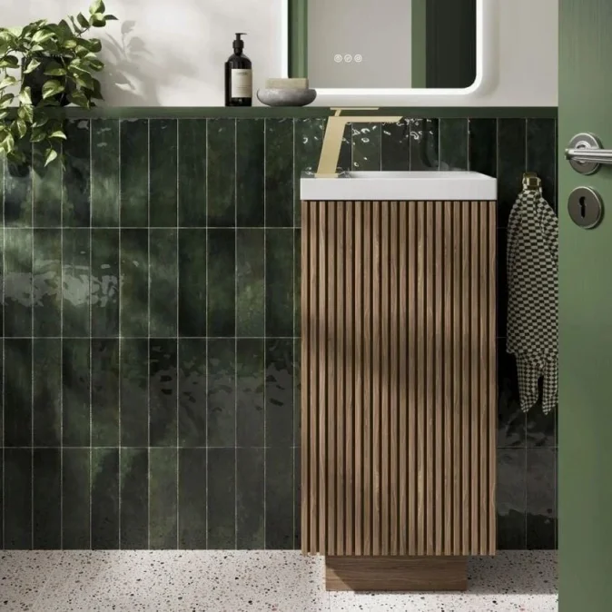 Crosswater Limit 400mm Cloakroom Floorstanding Door Unit Steelwood detail view - Image 2
