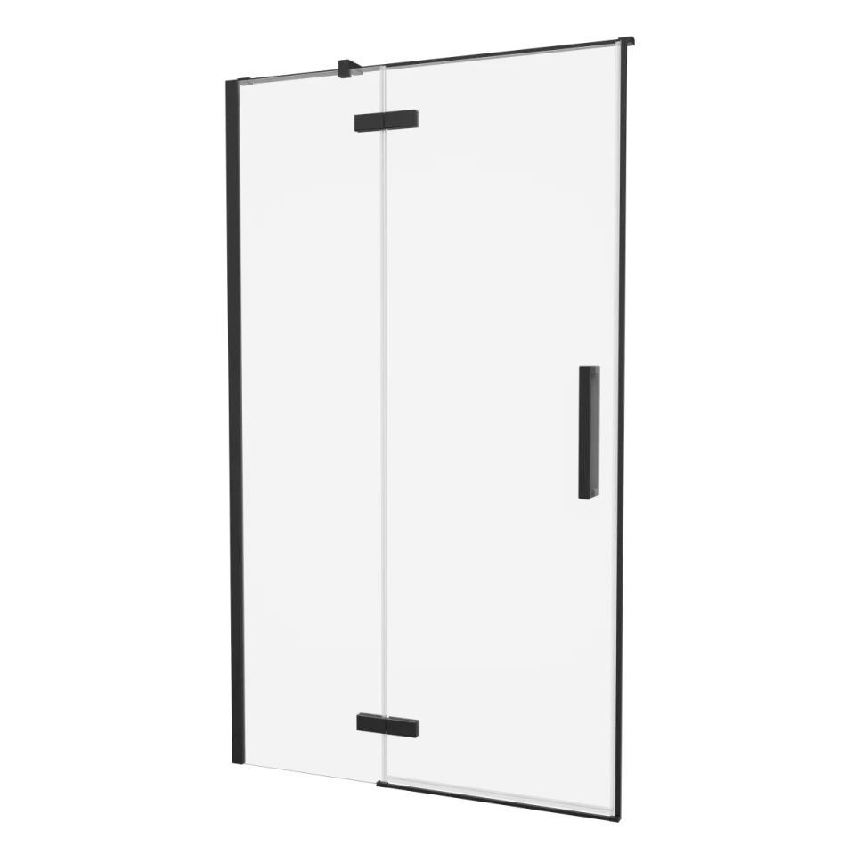 Crosswater Asura Hinged Door with Inline Fixed panel 1200 Matt Black product image - Image 1