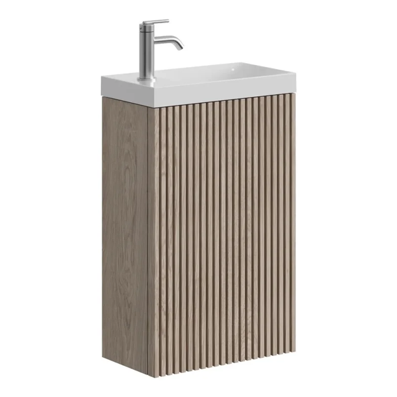 Crosswater Limit 400mm Cloakroom Wall Hung Door Unit Modern Oak detail view - Image 2