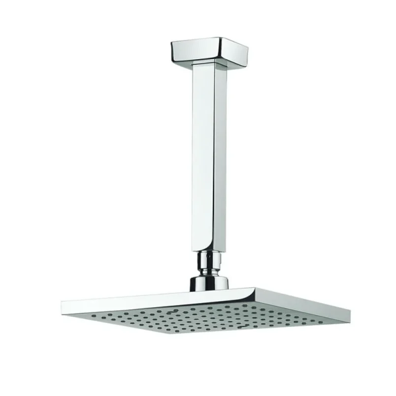 Crosswater Planet Fixed Head 200mm & Ceiling Arm Square Chrome detail view - Image 4