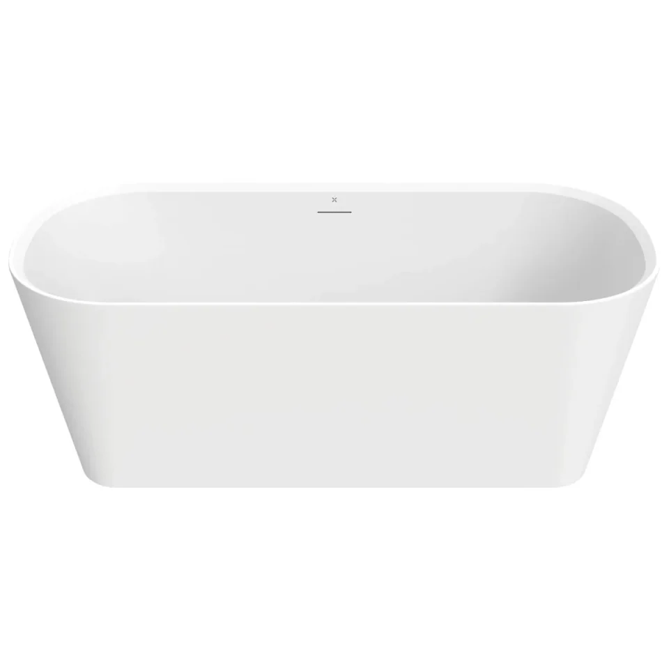 Crosswater Carne Free Standing Bath with Overflow and Waste 1500 x 750mm Gloss White detail view - Image 2