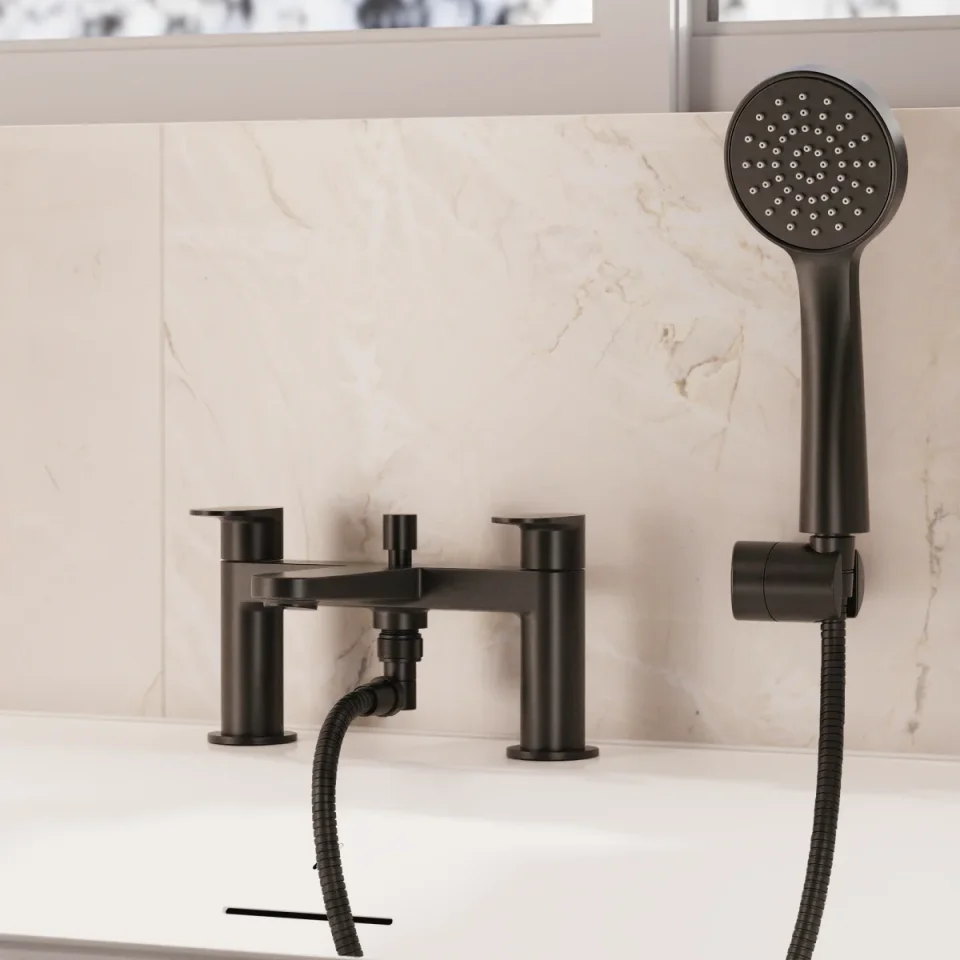 Crosswater Drift Bath Shower Mixer Matt Black detail view - Image 4