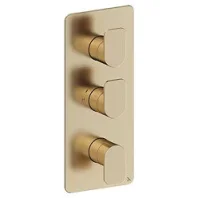 Crosswater Fuse 2 Outlet 3 Handle Portrait Valve & Trimset Brushed Brass detail view - Image 2