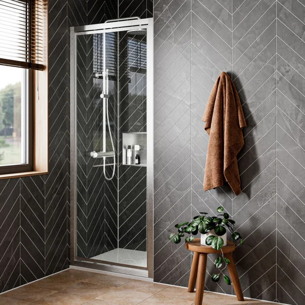 Crosswater Clear 6 Infold Door 700 Brushed Nickel