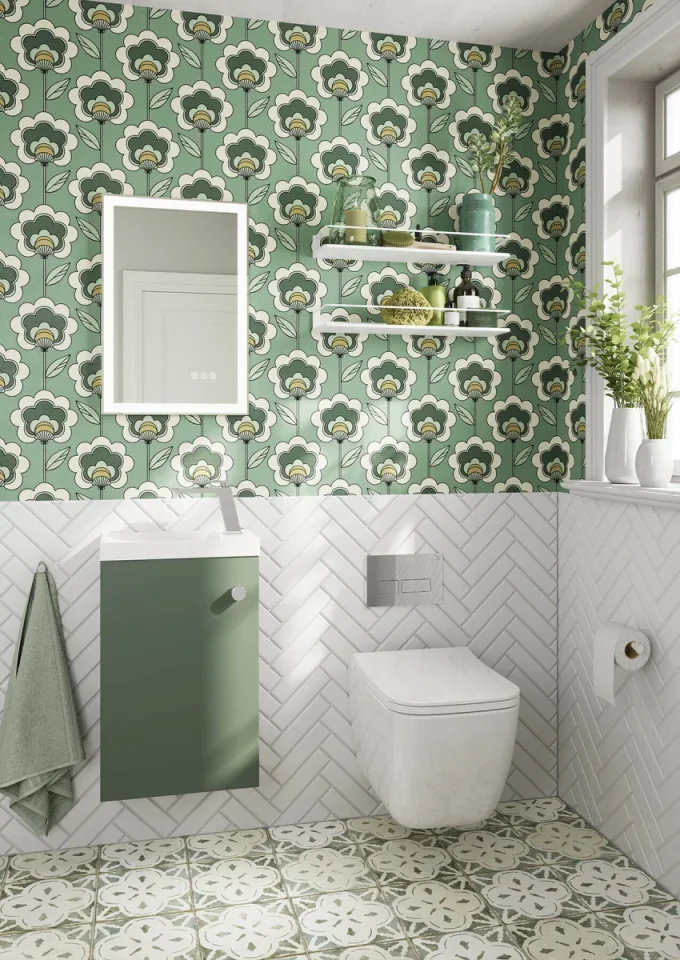 Crosswater Alo Cloakroom Unit 400 x 220mm Sage Green detail view - Image 2