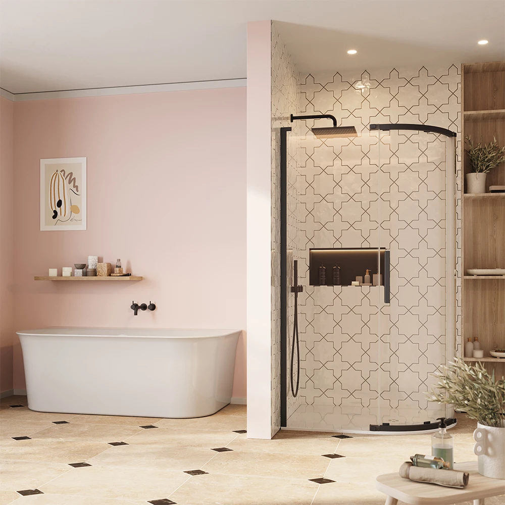 Crosswater Asura 8mm Quadrant Single Door A 1200 x 900 Fixed Panels Matt Black