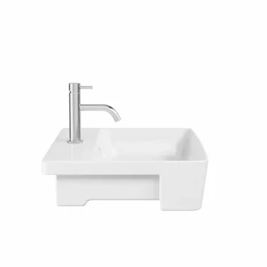 Crosswater Libra Semi Recessed Basin 56x42 1th Gloss White detail view - Image 2