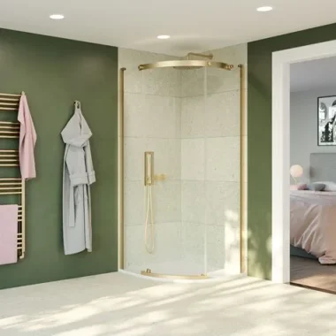 Crosswater Optix Quadrant 900x900 Right Hand Brushed Brass product image - Image 2