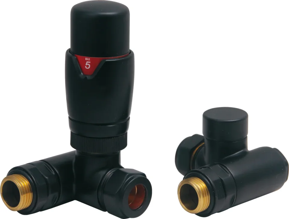 Ava Trv Dual Fuel Corner 1/2 Radiator Valve Black product image - Image 1