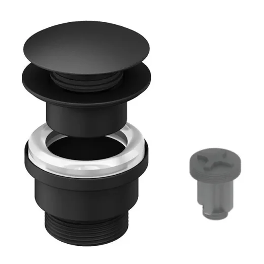 Britton Universal Standard Click Clack Basin Waste Matt Black detail view - Image 2