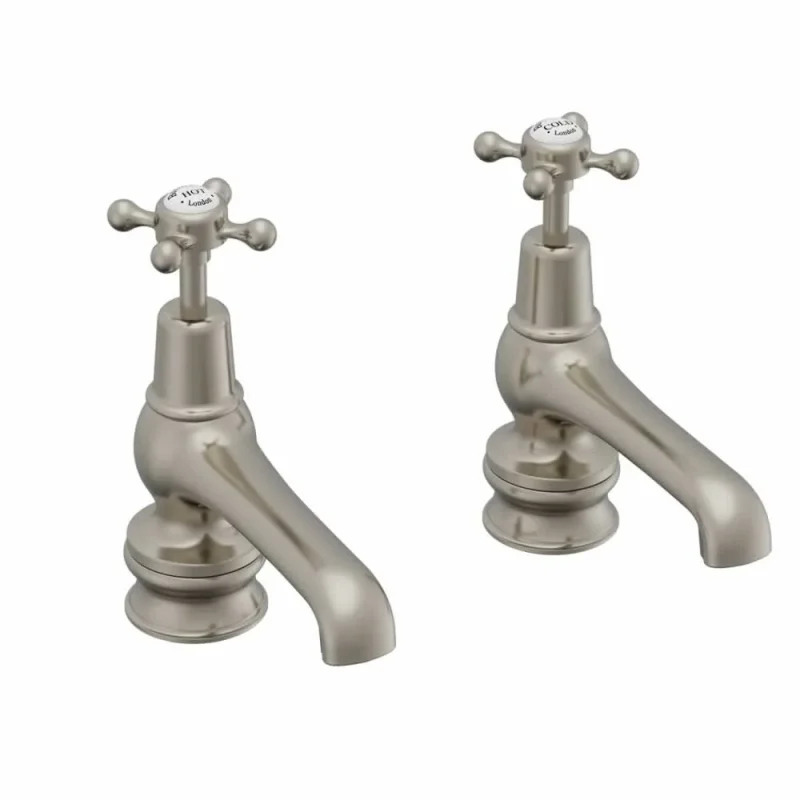 Burlington Claremont 5" Basin Taps Brushed Nickel detail view - Image 2