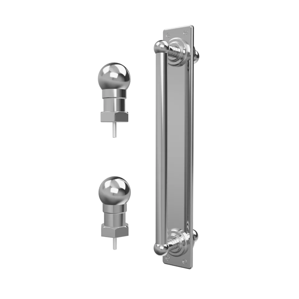 Burlington Classique 1850 Handle With Back Plate & Finials (pair) Chrome product image - Image 1