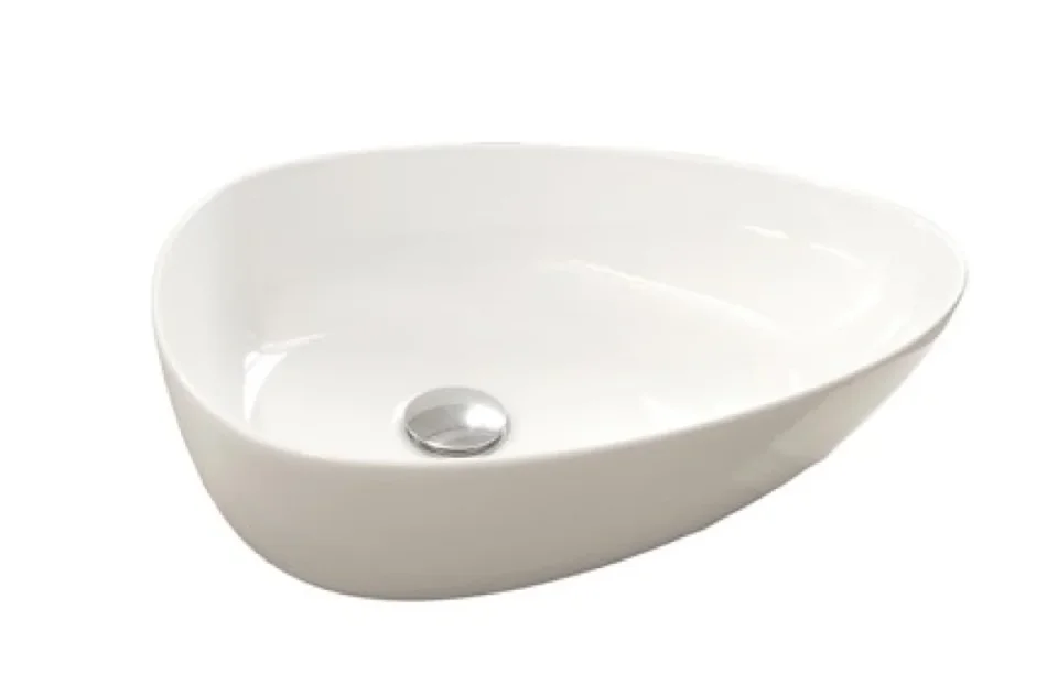 Britton Pebble Countertop Basin 470 X 350mm 0th Gloss White detail view - Image 4