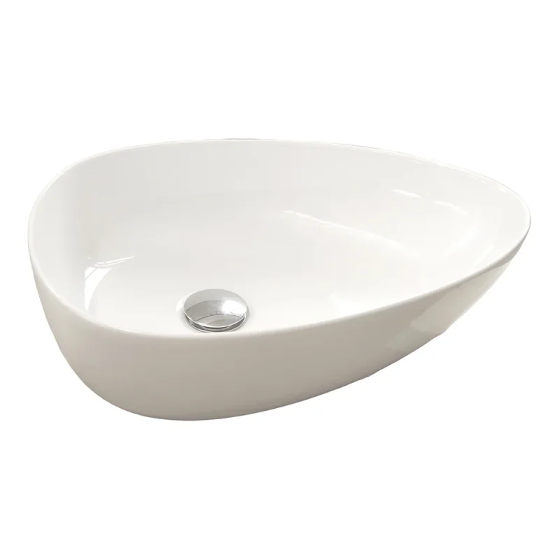 Britton Pebble Countertop Basin 470 X 350mm 0th Gloss White product image - Image 5