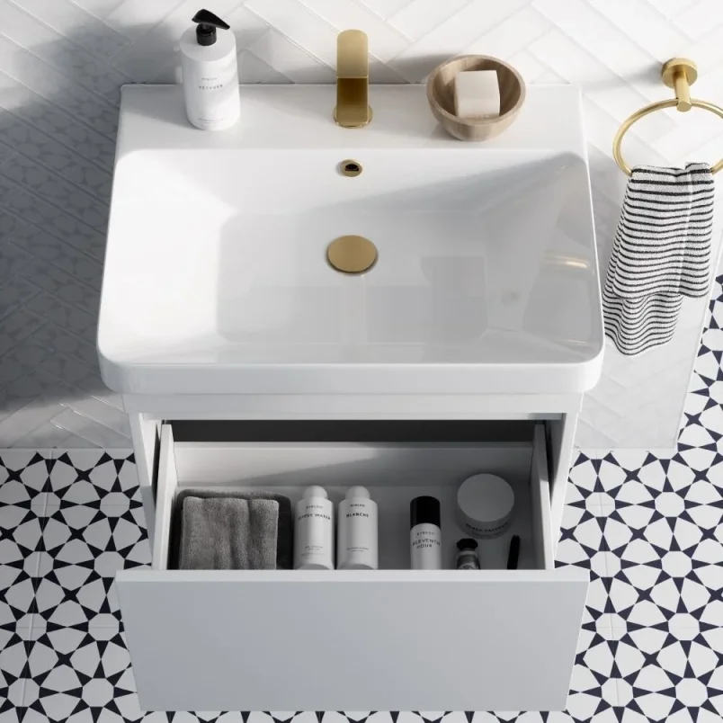 Britton Dalston Unit 500mm Matt White detail view - Image 2