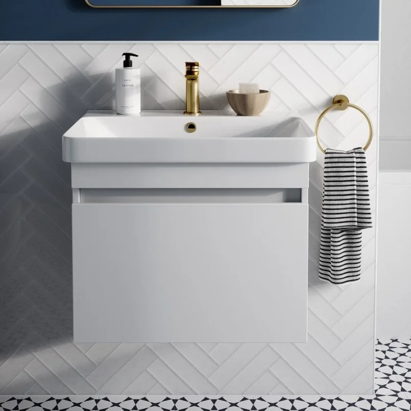 Britton Dalston Unit 600mm Matt White detail view - Image 3