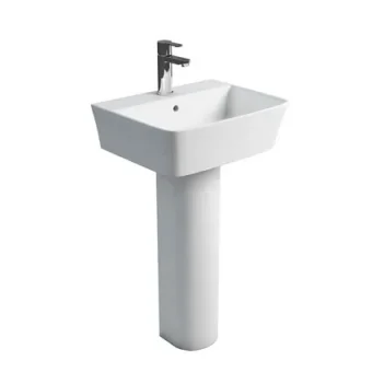 Britton Round Front Full Pedestal Gloss White detail view - Image 2