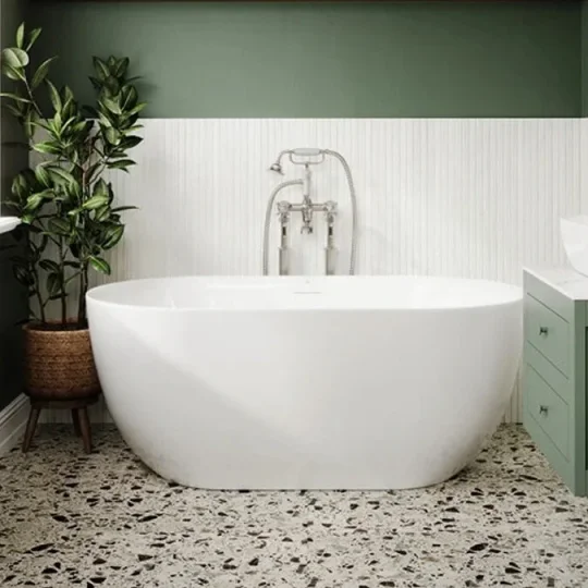 Crosswater Cerus Free Standing Bath with Overflow and Waste 1690 x 780mm Gloss White detail view - Image 2