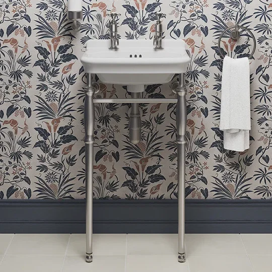 Burlington Guild Basin Stand 450mm Brushed Nickel detail view - Image 2