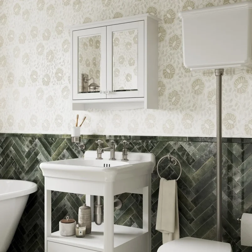 Burlington Guild Mirror Cabinet 650mm Varley White detail view - Image 3