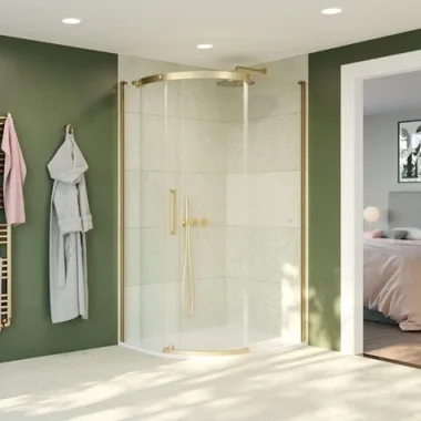 Crosswater Optix Offset Quadrant 1200x800 Left Hand Brushed Brass detail view - Image 2