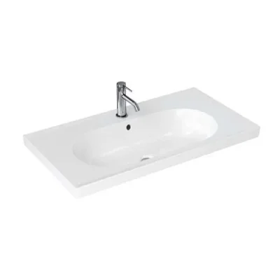 Britton Shoreditch Origin 850mm Basin 1 Tap Hole White detail view - Image 2