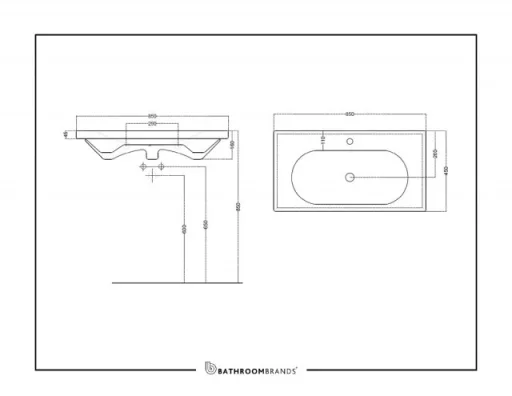 Britton Shoreditch Origin 850mm Basin 1 Tap Hole White product image - Image 4