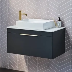 Britton Shoreditch Quad Countertop Basin No Tap Hole White detail view - Image 2