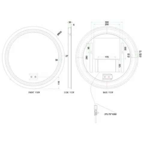 Britton Shoreditch Circular Mirror 600 Led detail view - Image 2