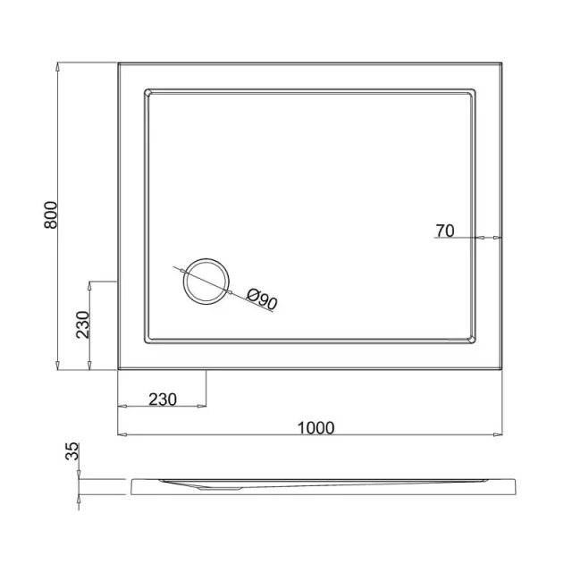 Britton Rectangular Shower Tray 800 X 1000mm detail view - Image 3