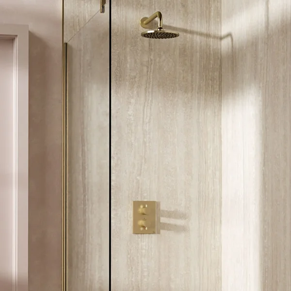 Crosswater Crossbox Shower Set 1 Brushed Brass 200mm